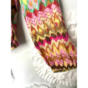 Haute Hippie Silk Crossover Draped Front Top Multicolor Batik Pattern Size Large thumbnail 5