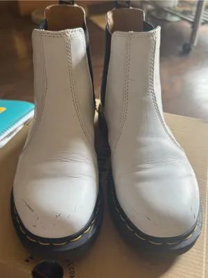 Dr. Martens White‎ Leather Chelsea Boots. Some scratches but soles are perfect. thumbnail 3
