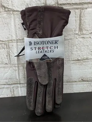ISOTONER Stretch Leathers Brown Genuine Leather Gloves One Size thumbnail 9