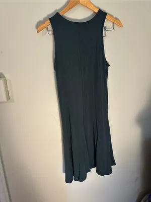 NWOT Quince Tencel Jersey Mini Swing Dress in Dark Olive medium thumbnail 5