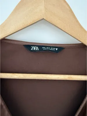 ZARA Brown Silk Top thumbnail 2