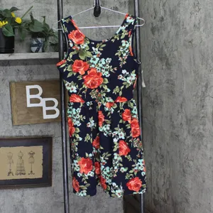 NWT Crystal Doll Juniors Floral Skater Fit & Flare Dress 2682475 Navy Blue S thumbnail 3