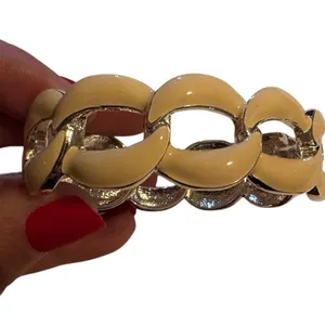 Beige and Silver Chain Link Bracelet, One Size thumbnail 8