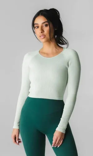 PURPLE Vitality Synergy Open Back Cropped Ribbed Long Sleeve thumbnail 1