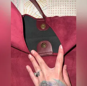 New Faux Suede Slouchy Hobo Bag & Pouch Multiple: Colors: burgundy Faux Suede Bag Faux Leather Pouch Size Measures 14.17x12.2x5.12 Inches No refunds or cancellations thumbnail 8
