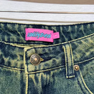 Edikted Women Yellow Sand Wash Wide Leg Baggy Jeans Teal Indigo Size S thumbnail 7