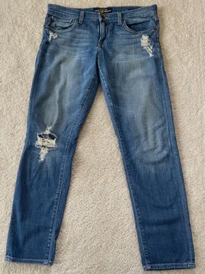 Lucky Brand Cigarette Distressed Dark Wash Jeans Size 8/29 thumbnail 1