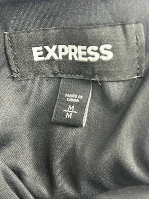 Express Sequin Mini Skirt Medium Black Silver Stretch Pull On Holiday Party Club thumbnail 7