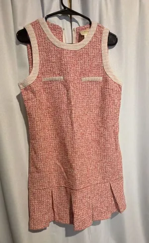 Maeve by Anthropologie Pink and White Tweed Sleeveless Mini Dress thumbnail 1