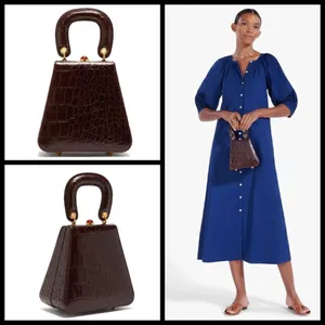 💕STAUD💕 Kenny Bag Brown Crocodile Embossed thumbnail 4