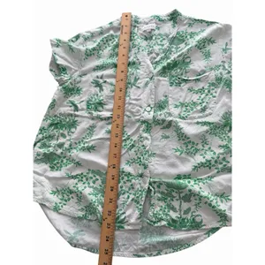 Piyama Pajama Set XS Green White Toile Botanical Rayon Pants Bali Resort #F13-1 thumbnail 7