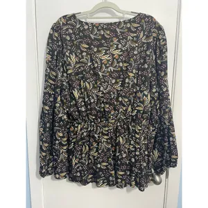 Lane Bryant Babydoll Blouse Size 18 Floral Glitter Whimsygoth Boho Office NWT thumbnail 6