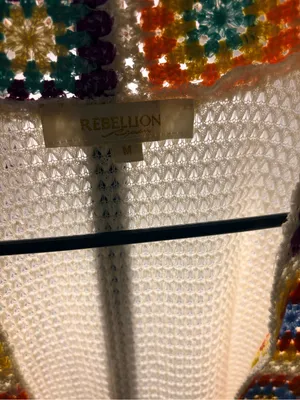 Rebellion Cream Sheer Cover-Up with Multicolor Crochet Collar thumbnail 3