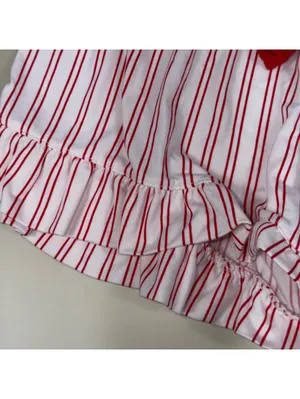 Women’s Red & White Striped Ruffle Hem Lounge Shorts Size Medium thumbnail 3