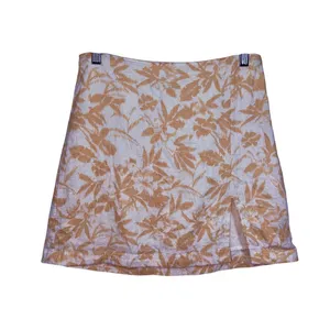 Abercrombie & Fitch White Tan Floral Linen Side Slit Micro Mini Skirt Size Small thumbnail 2