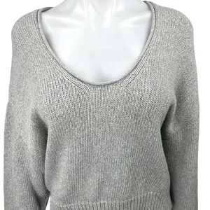 Free People Women's Gray Waffle Knit Long Sleeve Pullover Sweater Top Size XS thumbnail 3