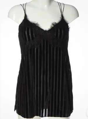 Zara‎ Y2K Trafaluc Collection Black Women’s Velvet-Striped Lace Trim Size USA S thumbnail 1
