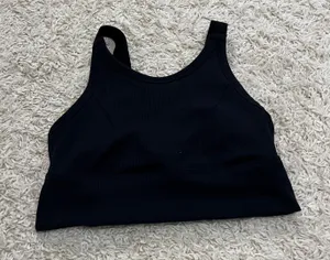 Aerie Offline By Black Ribbed Sport Bra Medium thumbnail 1