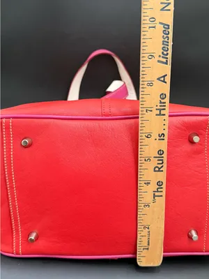 Rare Vintage Authentic COACH 9286 Leather Red-Orange/Pink Hampton Carryall Tote thumbnail 11