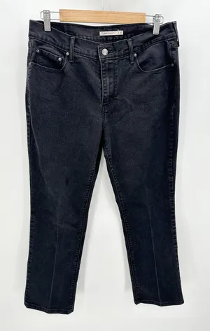 Levi's Black Wash 505 Straight Leg Denim Jeans Cotton Blend Womens‎ Size 12 thumbnail 1