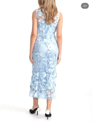 Light Blue floral lace midi dress thumbnail 2