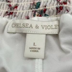 CHELSEA & VIOLET Skirt Large White Red Floral Tie Elastic Waist Handkerchief Hem thumbnail 8