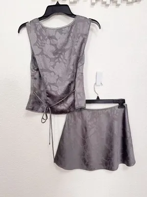 NIA Vineland Top & Oriana Skirt Y2K Summer Set Gunmetal Gray Size Small $166 thumbnail 4