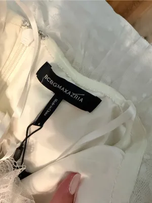 NWT BCBG MaxAzria Tulle Lace Strapless Ruffle Mini Dress Off White Bridal Size 6 thumbnail 9