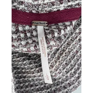 Free People BK Thermal Turtleneck Cropped Top Wine Red White‎ L thumbnail 8