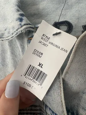 Hype & Vice West Virginia WVU Cropped Denim Jean Jacket XL NWT Damaged New Game thumbnail 4