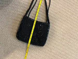 Vintage beaded purse Black thumbnail 7