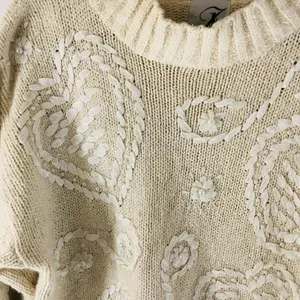JK America Womens Vintage Sweater Silk Angora Blend Faux Pearls Ivory Size 14/16 thumbnail 2