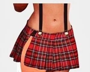 Hustler Hollywood Red Plaid side slit Skirt and Tie Set thumbnail 3