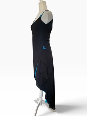 Vintage Zum Zum By Niki Livas Black & Blue High-Low Slip Dress thumbnail 6