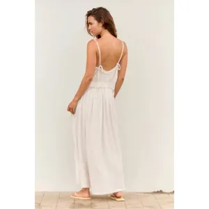 Free People Ethereal Beach Marina Muse Maxi Dress in Natural Neutral Large NWT thumbnail 4