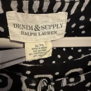 Denim & Supply Ralph Lauren Peasant Top Black Boho Aztec Dolman Boxy Tassel XL thumbnail 2
