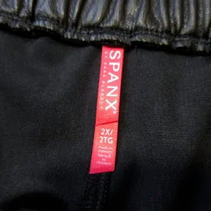 NWT Spanx Leather Like Jogger in Noir Black Faux Vegan Pull-on Pants 2X thumbnail 5