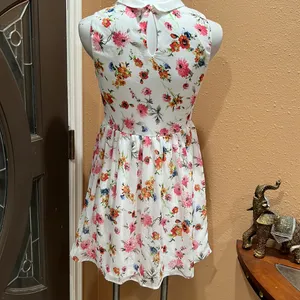 Zara white floral collared sleeveless dress thumbnail 5
