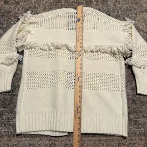 NWT Aerie Real Good Fringe Open Front Cardigan Sweater Cream White S thumbnail 4