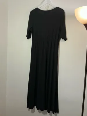 Attitudes by Renee Black V-Neck Short Sleeve Maxi Dress Size Large thumbnail 2