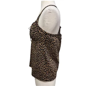 LANDS END Tankini 10 Cheetah Print Tan Black Swimsuit Top Adjustable Straps NEW thumbnail 3