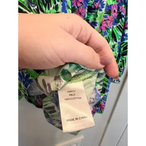 Hunter Bell Azalea Print Floral Puff Sleeve Blouse Green Pink Blue Small thumbnail 3