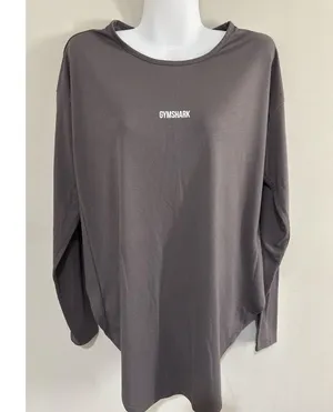 GymShark Open Back Ark Long Sleeve Shirt Women’s Medium Athletic Gray Top thumbnail 1