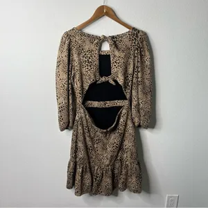 Anthropologie Maeve Animal Print Knit Cut-Out Mini Dress Leopard Tiered Size 14‎ thumbnail 10