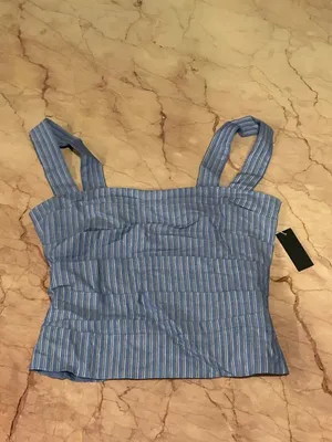 LIONESS Cobain Corset Top in Navy Stripe XSmall New Womens Sleeveless Tank thumbnail 6