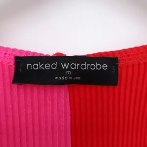 Naked Wardrobe Pink Red Colorblock Ribbed Midi Bodycon Dress M thumbnail 4