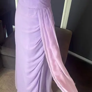 Purple Chiffon Asymmetrical One-Shoulder Formal Bridesmaid Dress Leg Slit Size 6 thumbnail 8