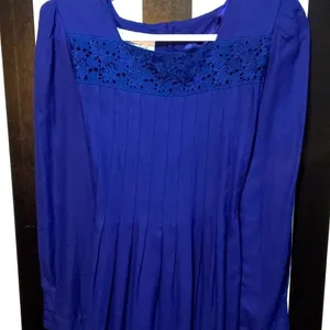 Vintage 80s Royal Blue Prairie Dress Modest Long Sleeve Size 12 Woman’s Large XL thumbnail 13