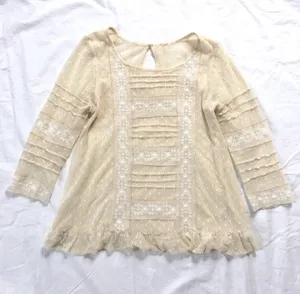 Free People Lace Women's Blouse‎ Ruffle Romantic Angel Goth Soft Victorian thumbnail 1