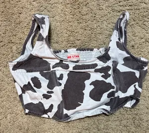 Women's western cow print corset top medium 100% cotton thumbnail 1